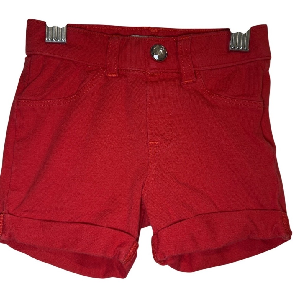 Lucky Brand Kids Toddler Girl Red Heart Pocket Denim Shorts Rolled Cuff Size 12m